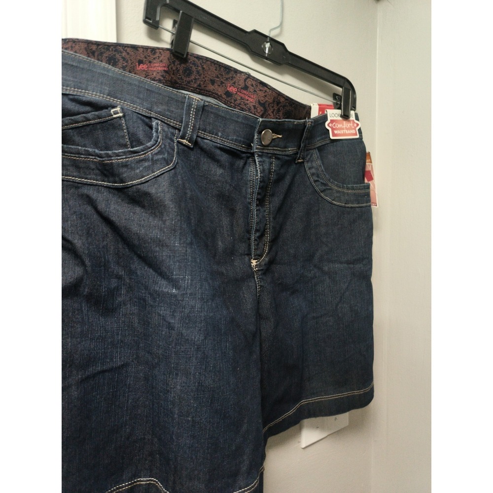 Lee Comfort Waistband Sonic Blue Dark Denim Jeans Walk Shorts 20W Medium New